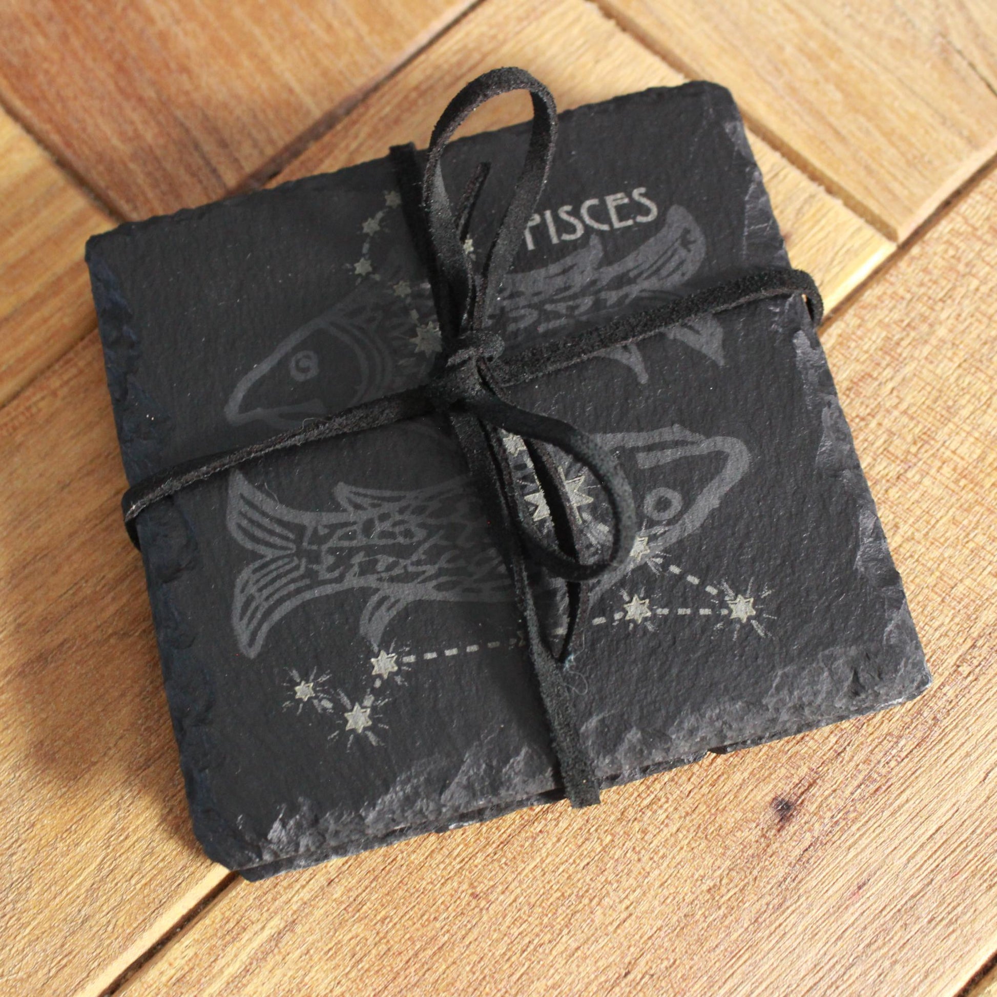 Pisces Slate Coaster - Astrological Zodiac Sign - Arbo Engravings