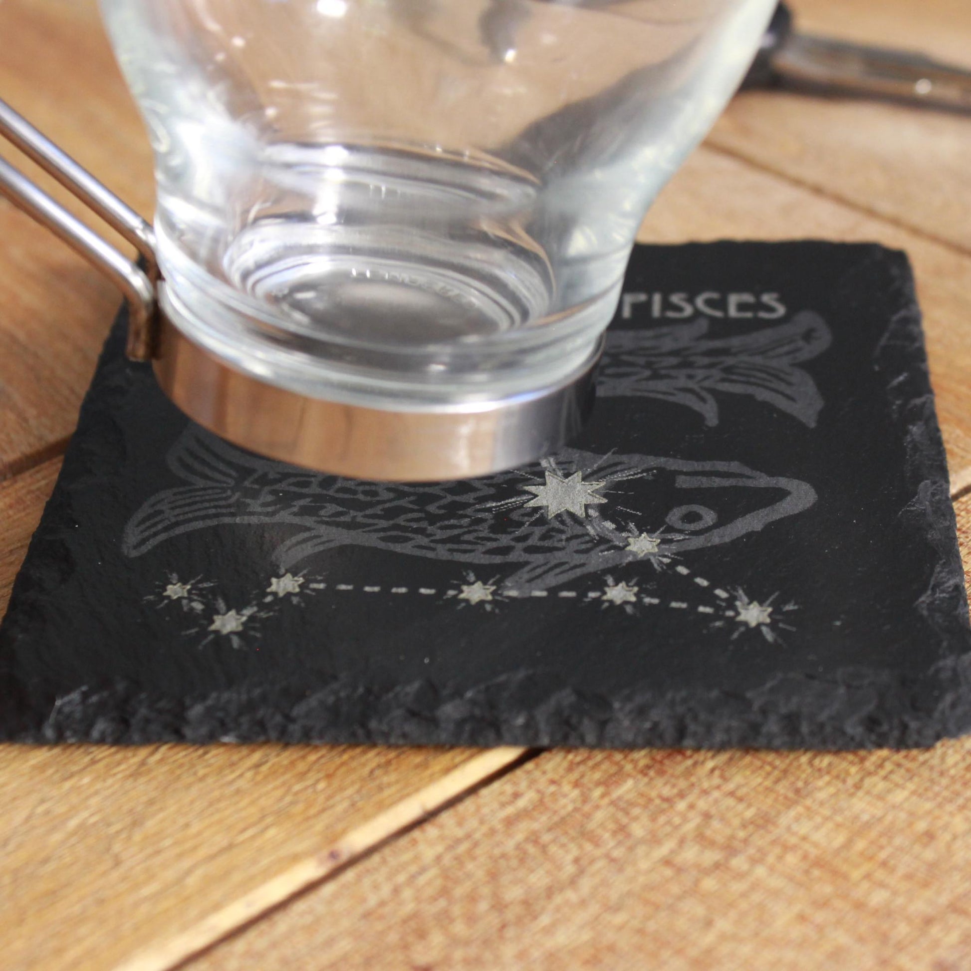 Pisces Slate Coaster - Astrological Zodiac Sign - Arbo Engravings