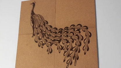 Abstract Peacock Engraved Cork Wall Hanging Mural