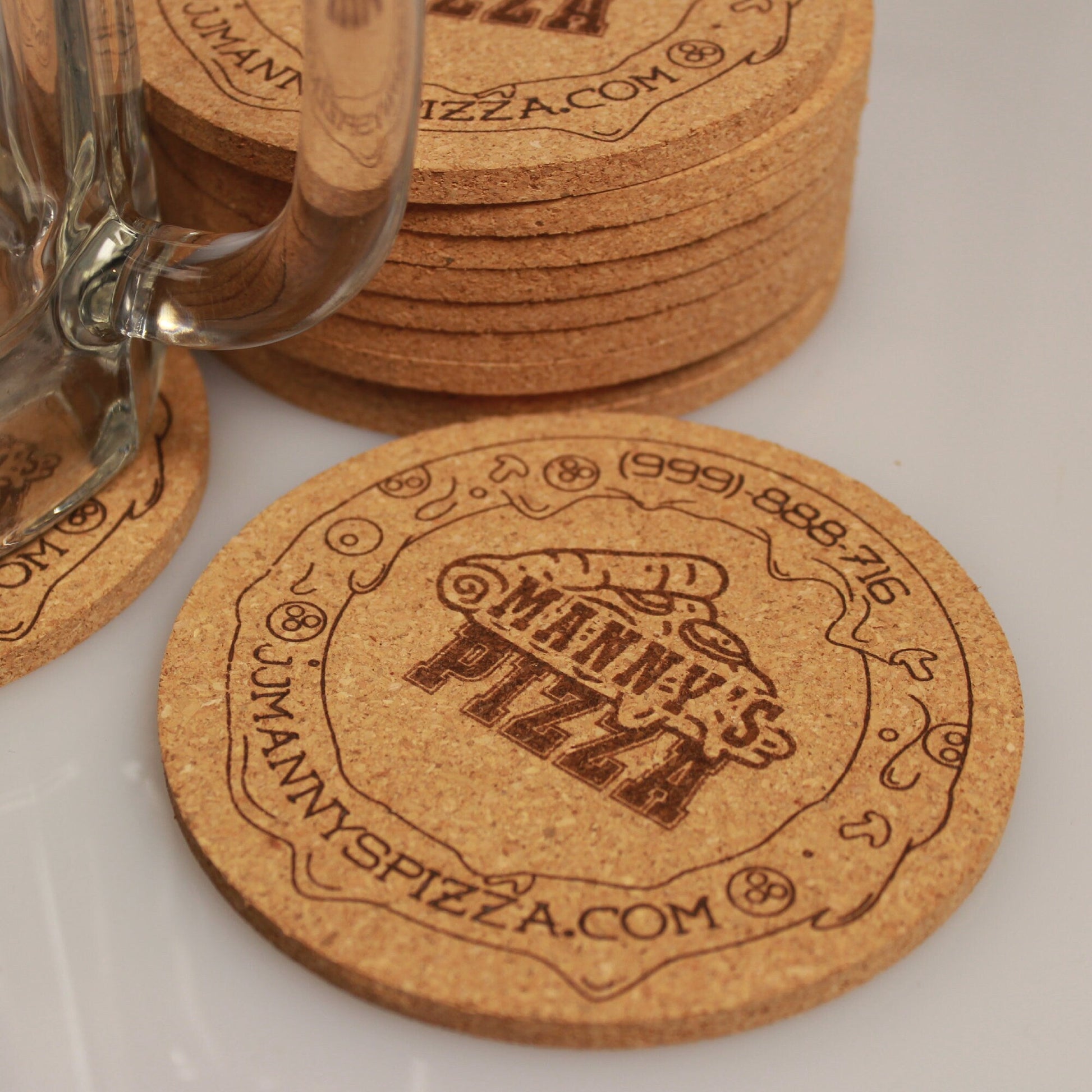 Promotional Coasters Bulk Pricing - Corporate and Restaurant custom favor branded coasters engraved logo gift branding souvenir printing - Arbo Engravings