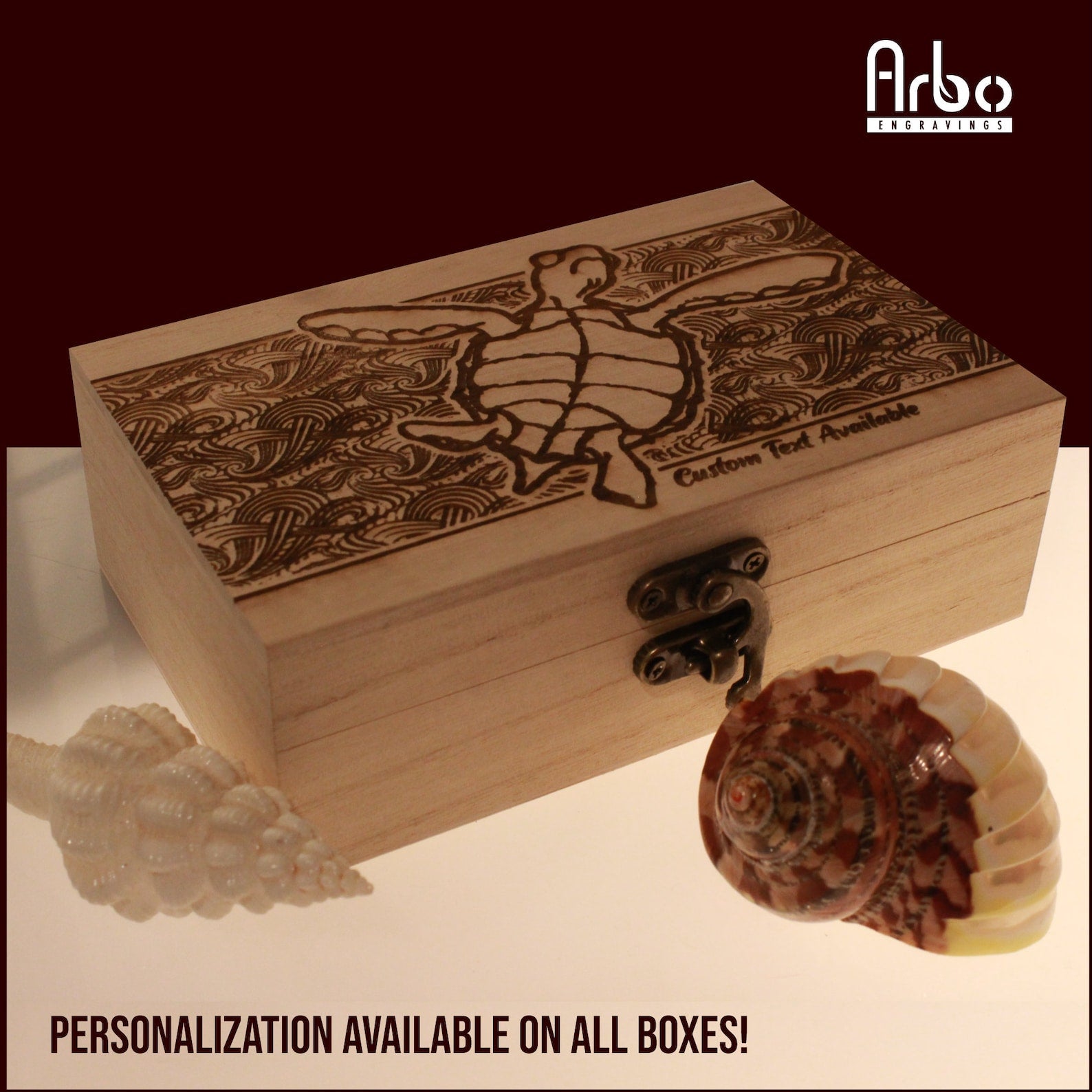 Sea Turtle Personalized Engraved Wooden Box - Arbo Engravings