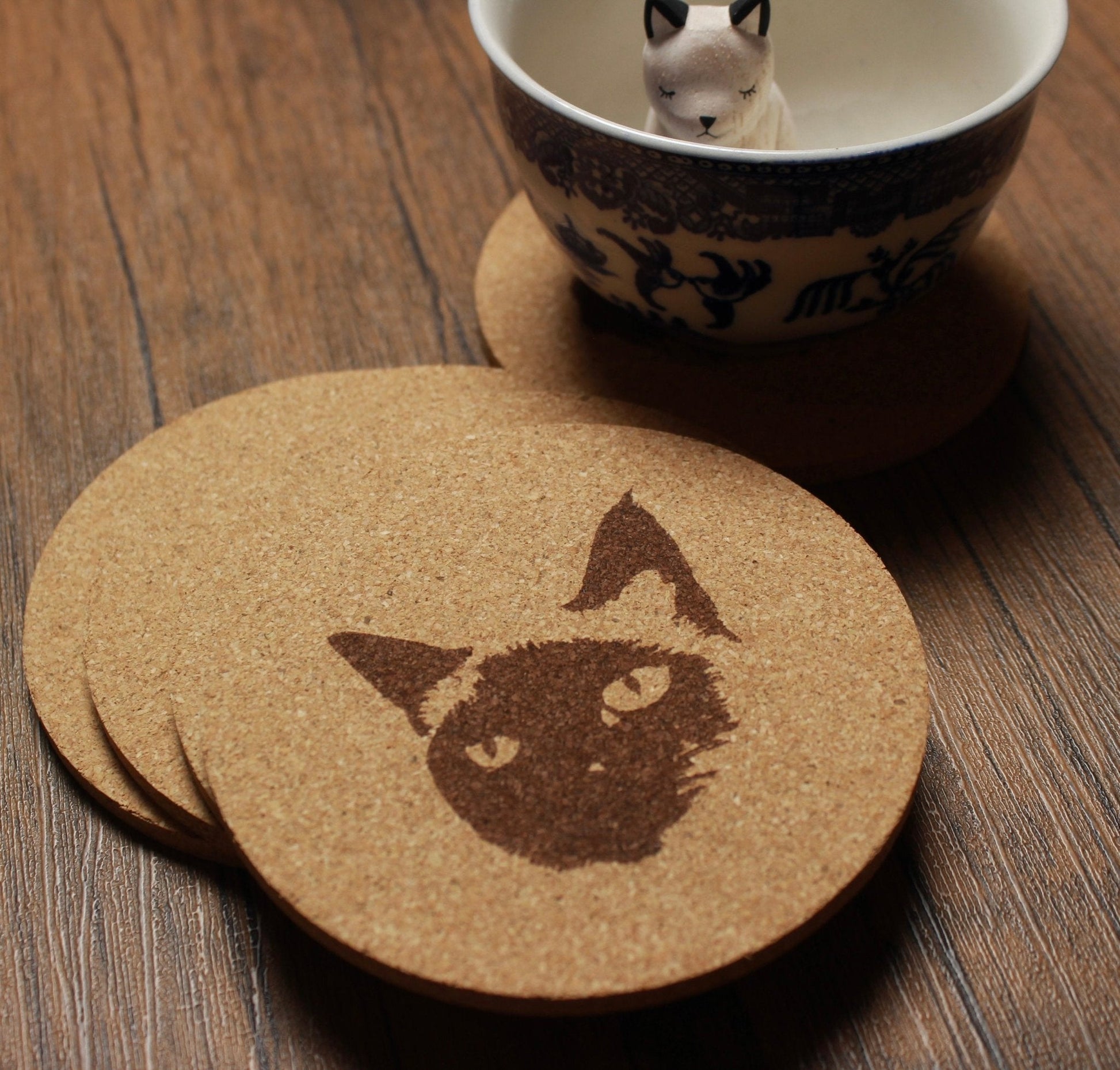 Siamese Cat Coaster Set - (Set of 5) - Arbo Engravings