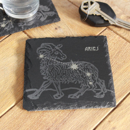 Slate Aries Coaster - Astrological Zodiac Sign Gift - Arbo Engravings