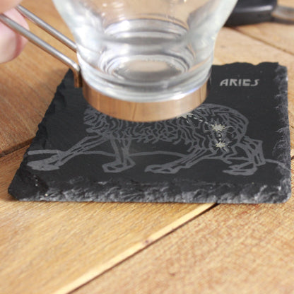 Slate Aries Coaster - Astrological Zodiac Sign Gift - Arbo Engravings