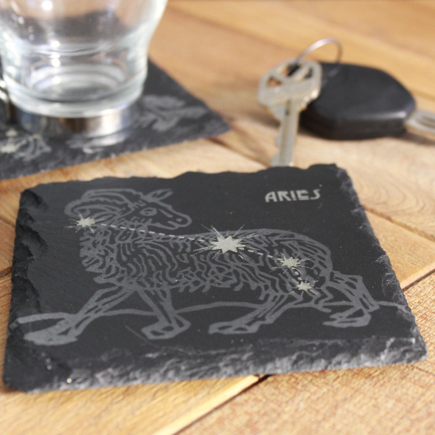 Slate Aries Coaster - Astrological Zodiac Sign Gift - Arbo Engravings