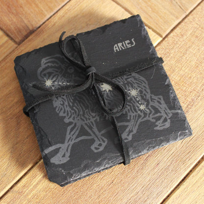 Slate Aries Coaster - Astrological Zodiac Sign Gift - Arbo Engravings