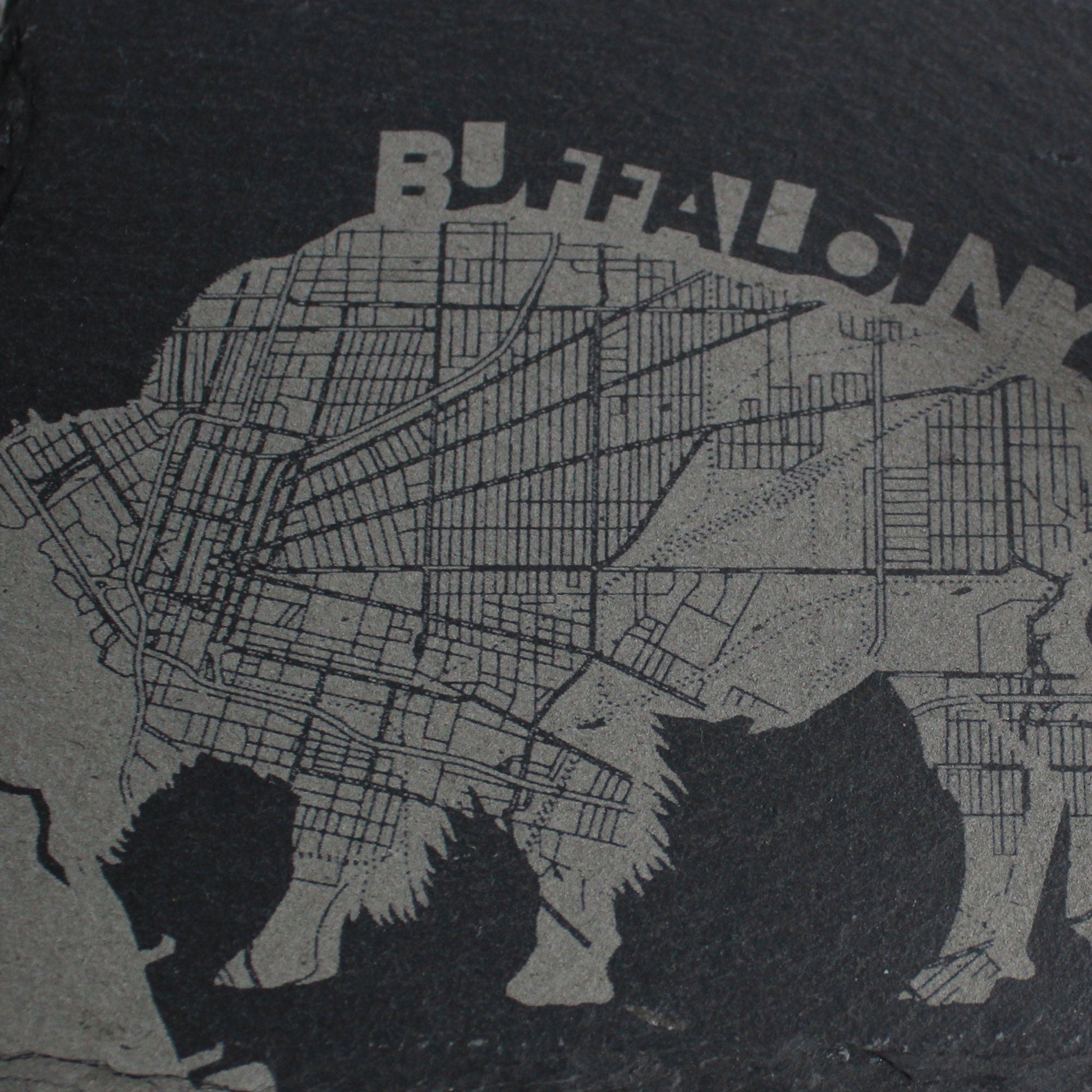 Slate Buffalo NY Street Map Drink Coasters - Arbo Engravings