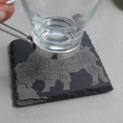 Slate Buffalo NY Street Map Drink Coasters - Arbo Engravings