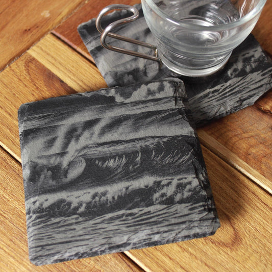 Slate Ocean Scene Drink Coaster - Arbo Engravings