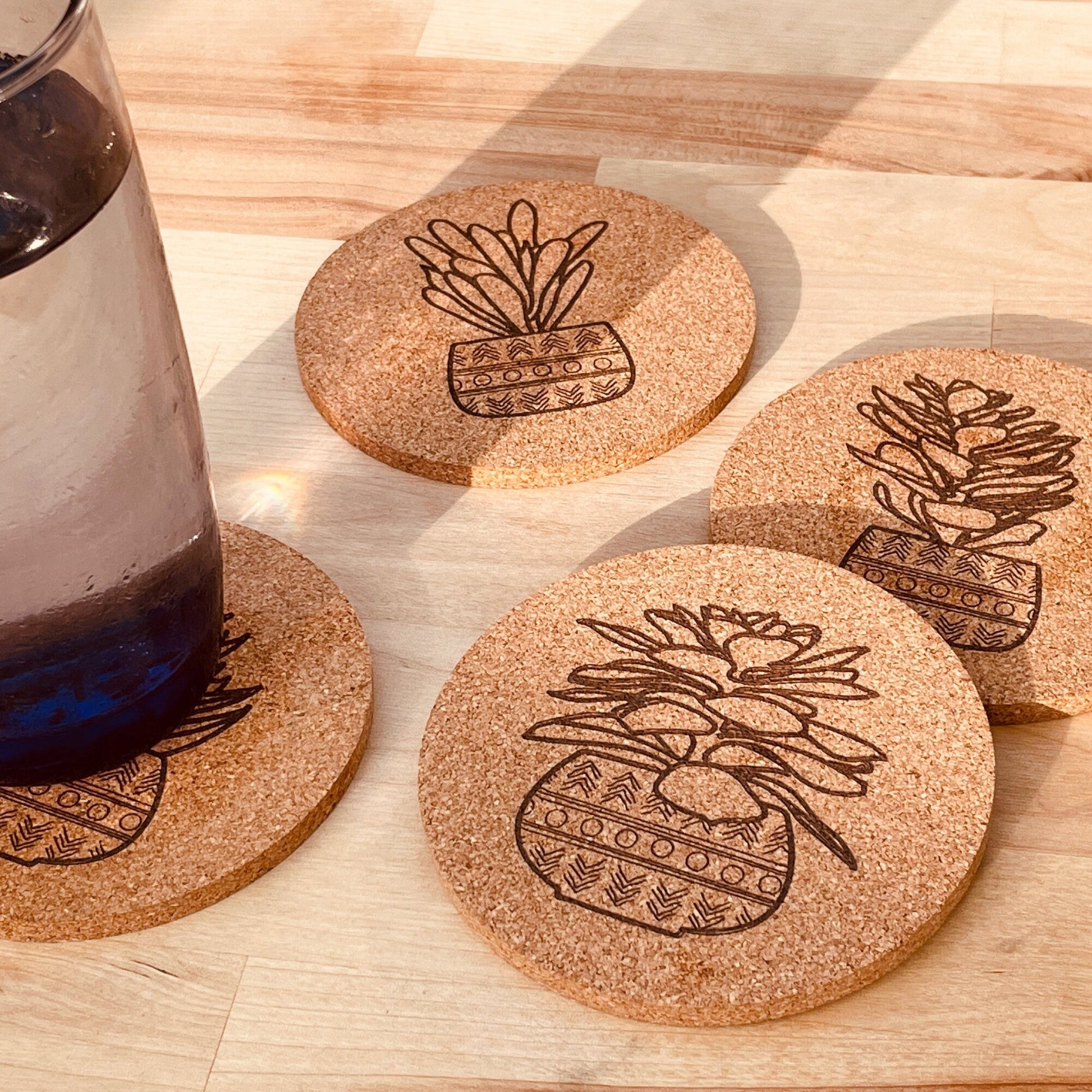 Succulent Coasters (set of 4) - Arbo Engravings