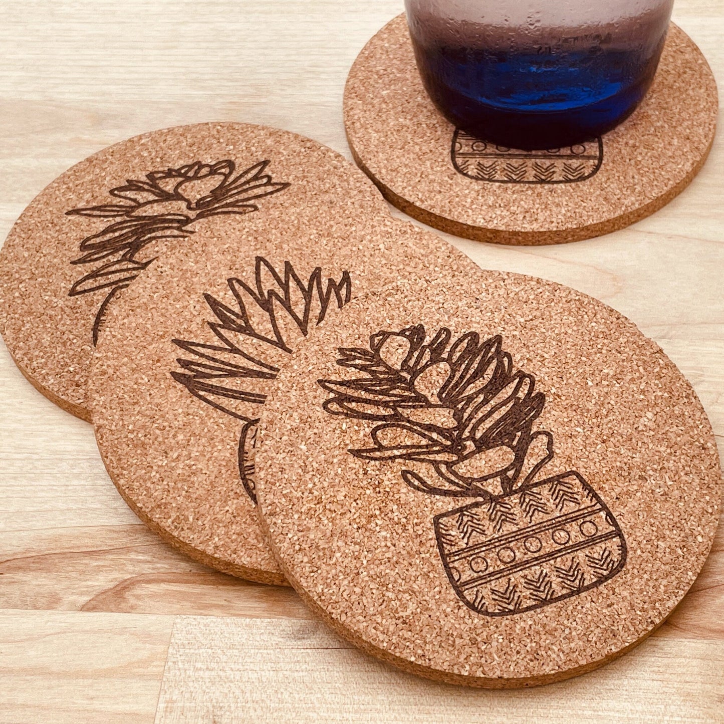 Succulent Coasters (set of 4) - Arbo Engravings