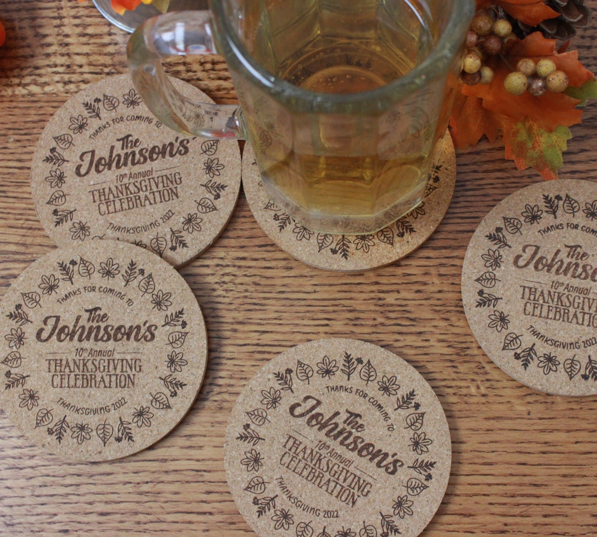 Thanksgiving Custom Coasters - Arbo Engravings