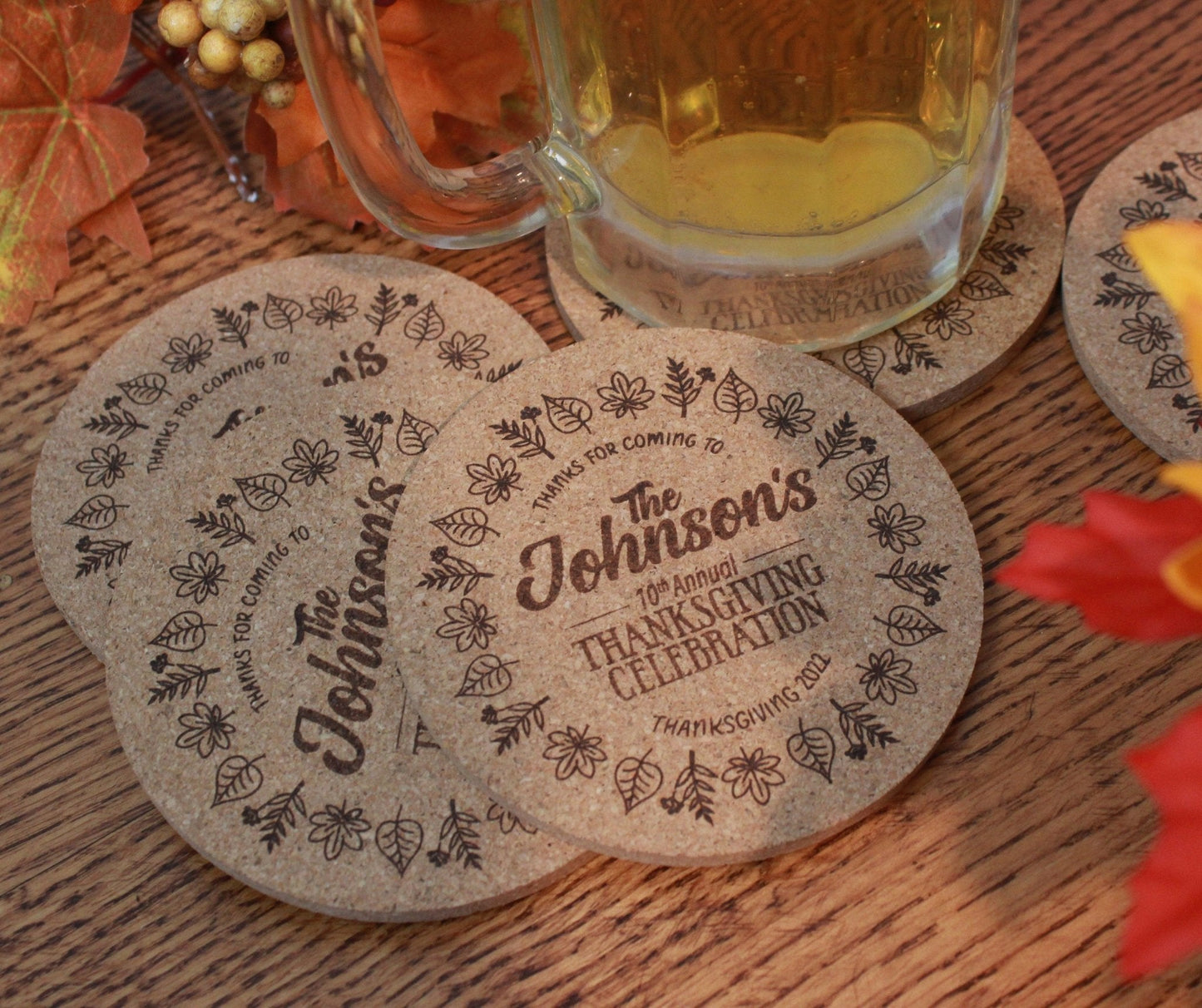 Thanksgiving Custom Coasters - Arbo Engravings