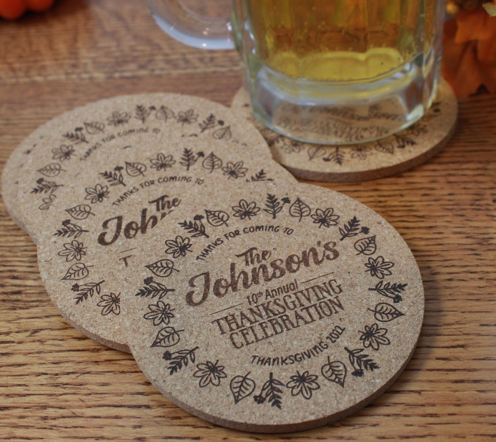 Thanksgiving Custom Coasters - Arbo Engravings