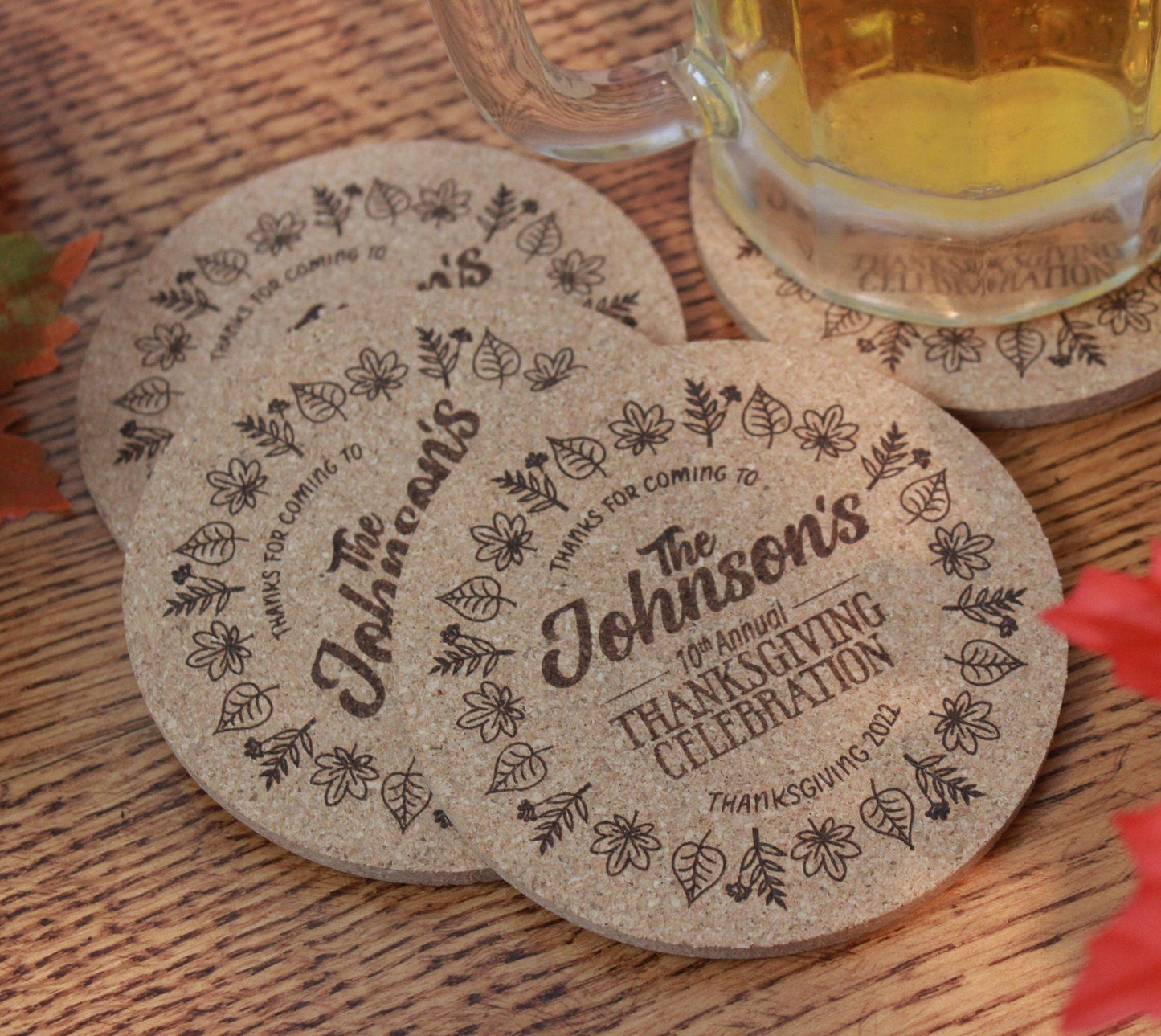 Thanksgiving Custom Coasters - Arbo Engravings