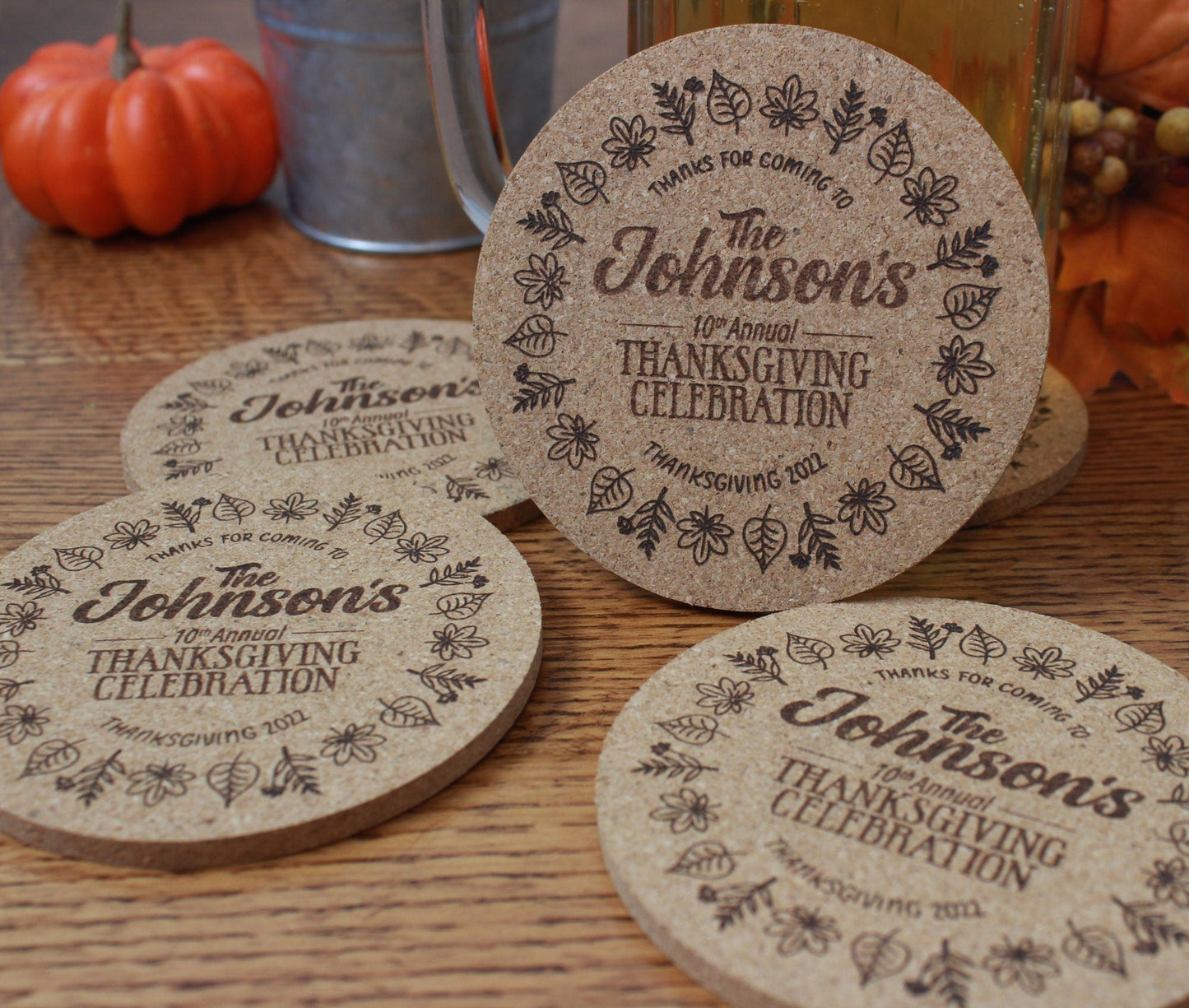 Thanksgiving Custom Coasters - Arbo Engravings