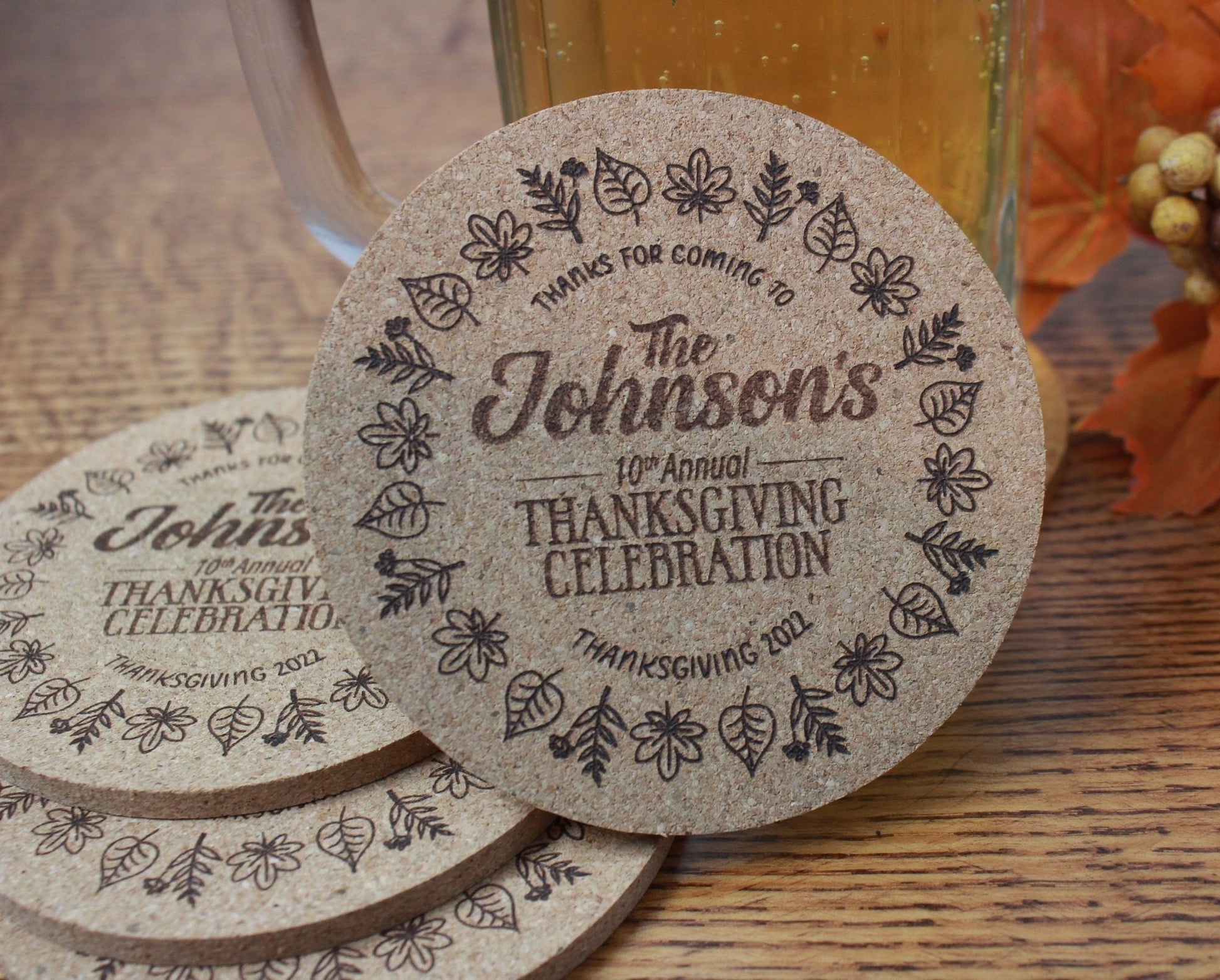 Thanksgiving Custom Coasters - Arbo Engravings