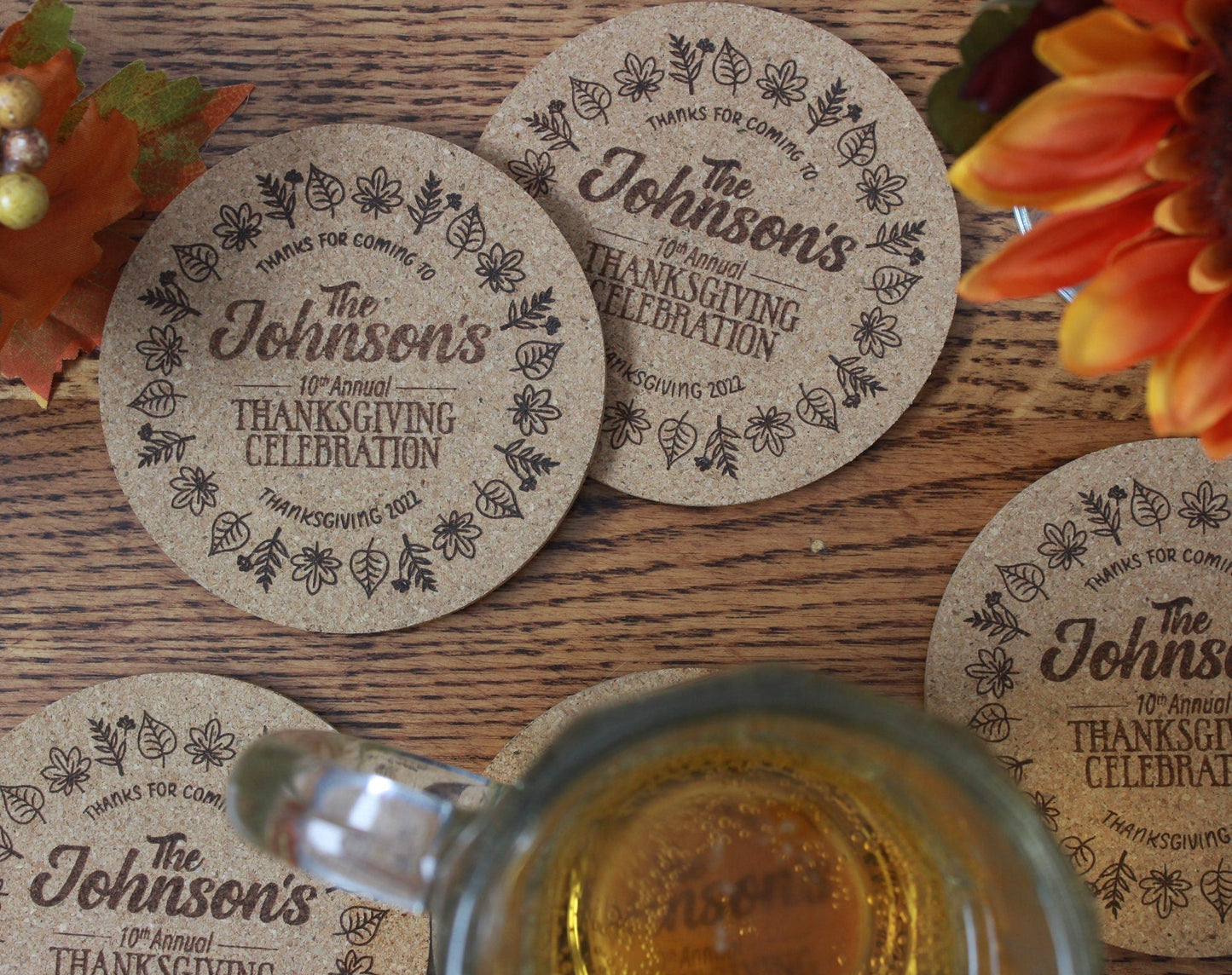 Thanksgiving Custom Coasters - Arbo Engravings