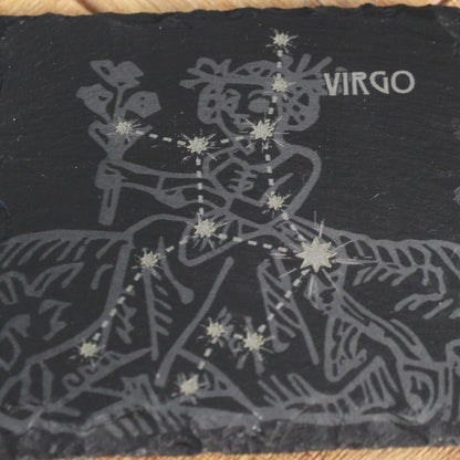 Virgo Slate Coaster - Astrological Zodiac Sign Gift - Arbo Engravings