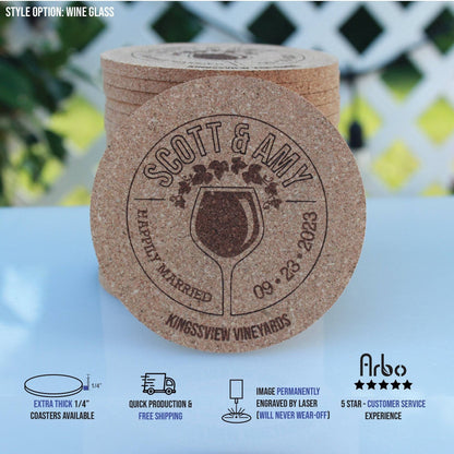 Winery Wedding Custom Coasters - Arbo Engravings