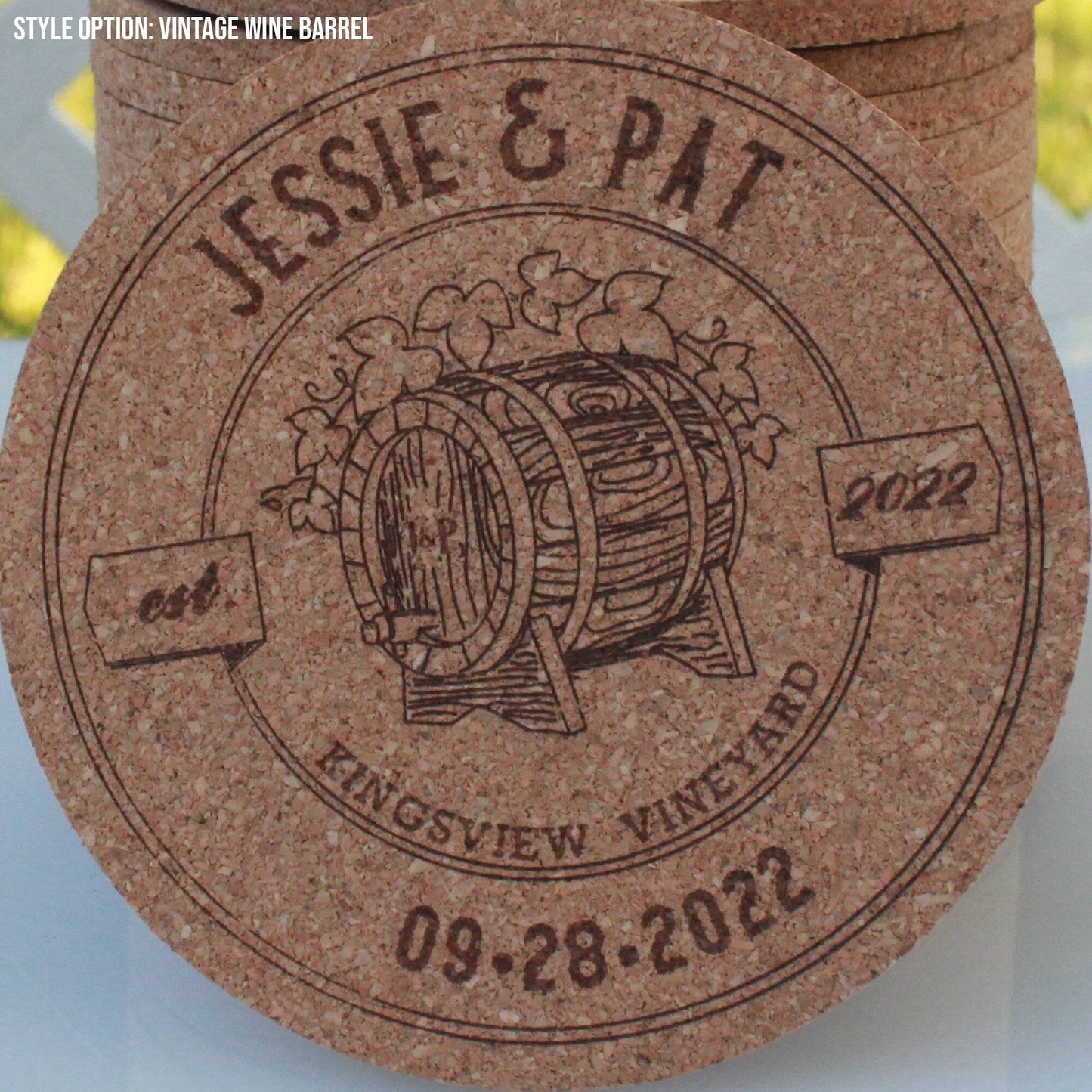Winery Wedding Custom Coasters - Arbo Engravings