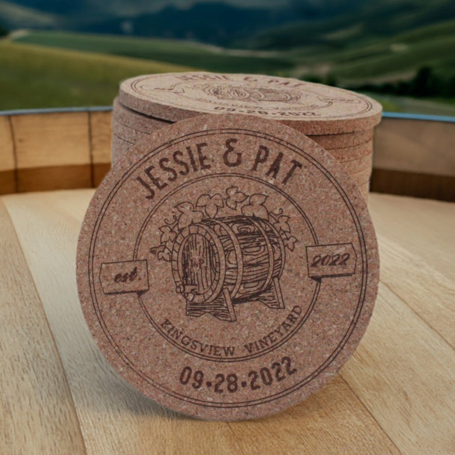 Winery Wedding Custom Coasters - Arbo Engravings