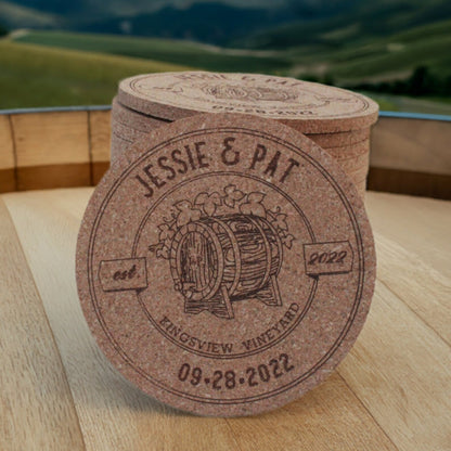 Winery Wedding Custom Coasters - Arbo Engravings