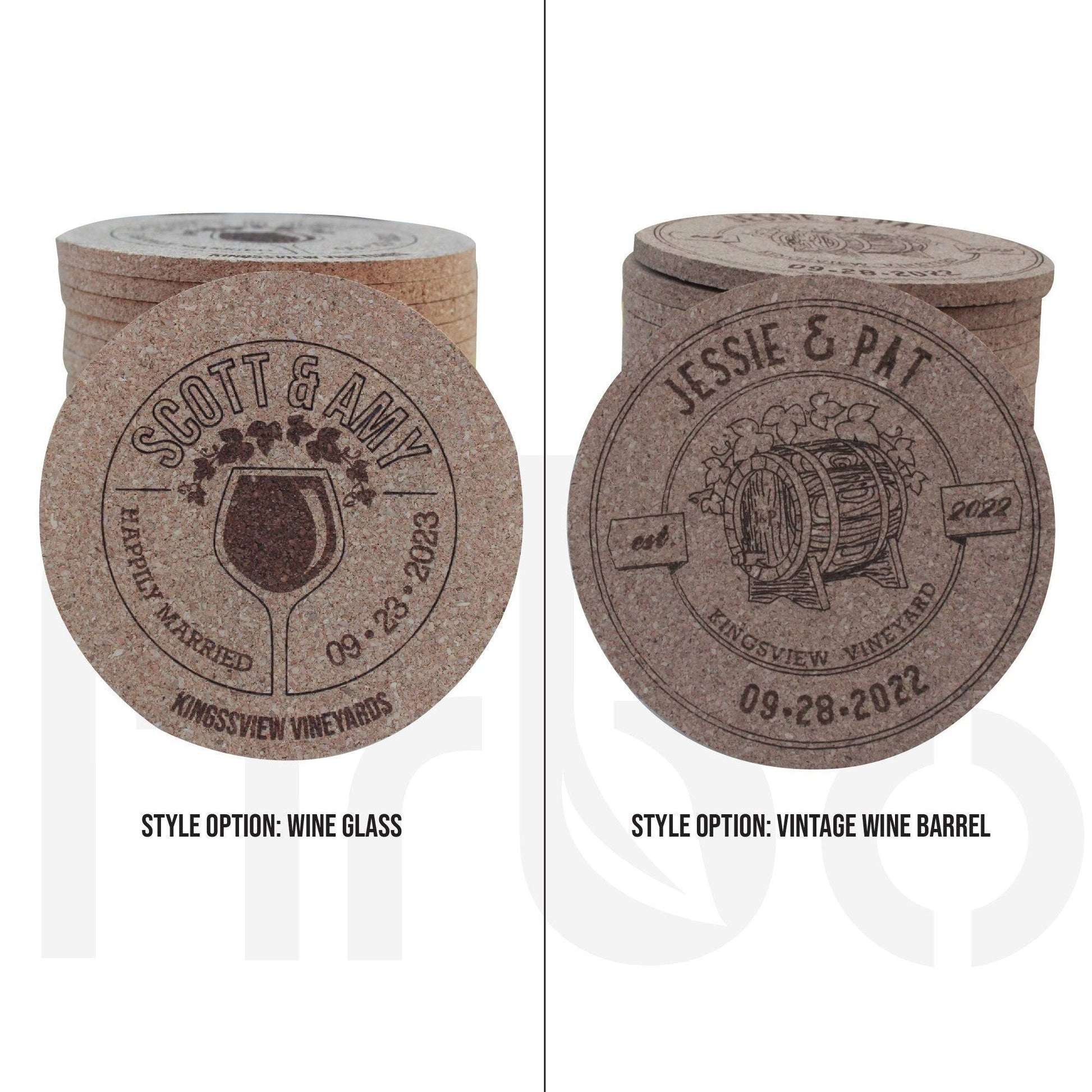 Winery Wedding Custom Coasters - Arbo Engravings